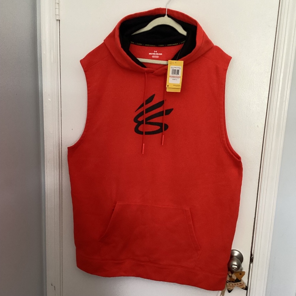 NWT UNDER ARMOR MENS BIG & TALL  3XLT CURRY FLEECE SLEEVELESS HOODIE ORANGE